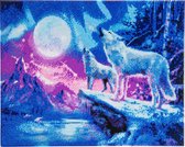 Diamond Painting Crystal Art Kit ® Wolves & Northern Lights 40x50cm, Full Painting
