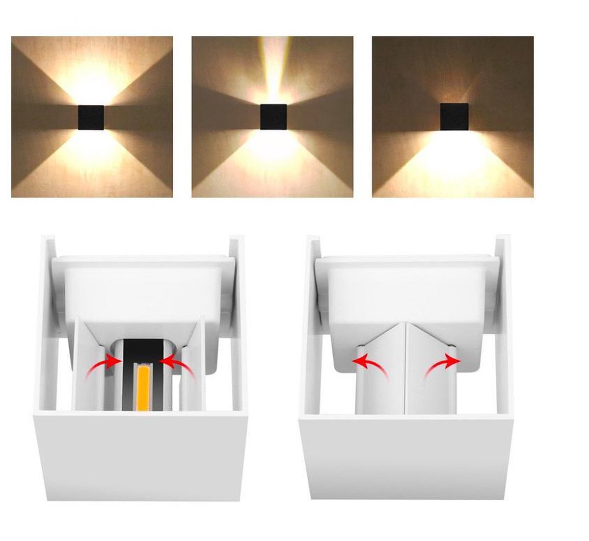 Oswald Glimlach Schoolonderwijs Wandlamp wit kubus warm wit licht verlichtingshoek aanpasbaar lamp 10 x 10  x 10 cm IP... | bol.com
