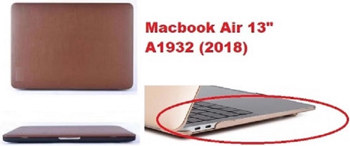 Macbook Case voor New Macbook Air 2018 13 inch - PU Laptop Cover - Bruin
