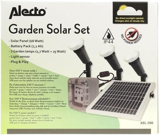 Ambacht links handel Alecto | ASL-200 | solar | zonnepaneel | tuinverlichting | camping | accu |  USB | 12-volt | bol.com