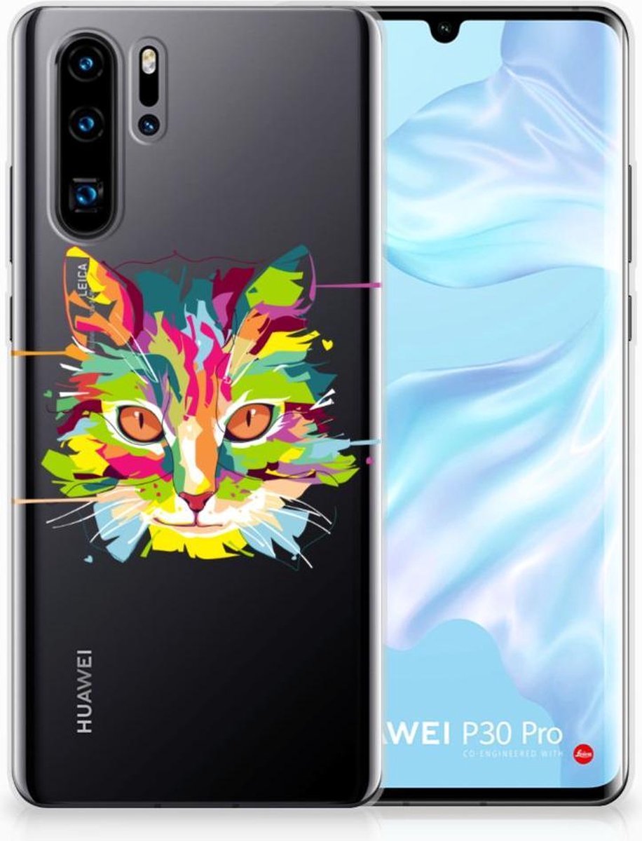 Huawei P30 Pro Telefoonhoesje met Naam Cat Color