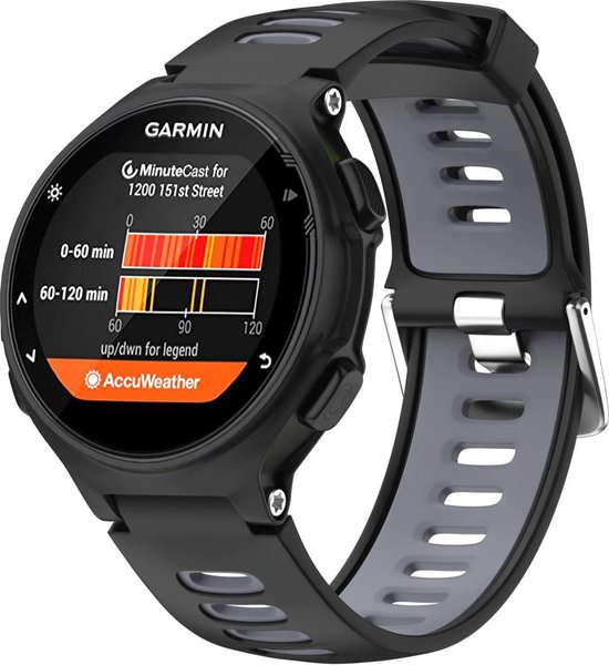 Siliconen Horlogeband voor Garmin Forerunner 235 / 220 / 230 / 620 / 630 / 735XT - Zwart Grijs