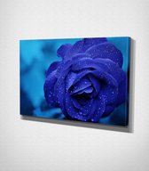 Blue Flower Canvas - 30 x 40 cm - Bloemen - Schilderij - Canvas - Slaapkamer - Wanddecoratie  - Slaapkamer - Foto op canvas