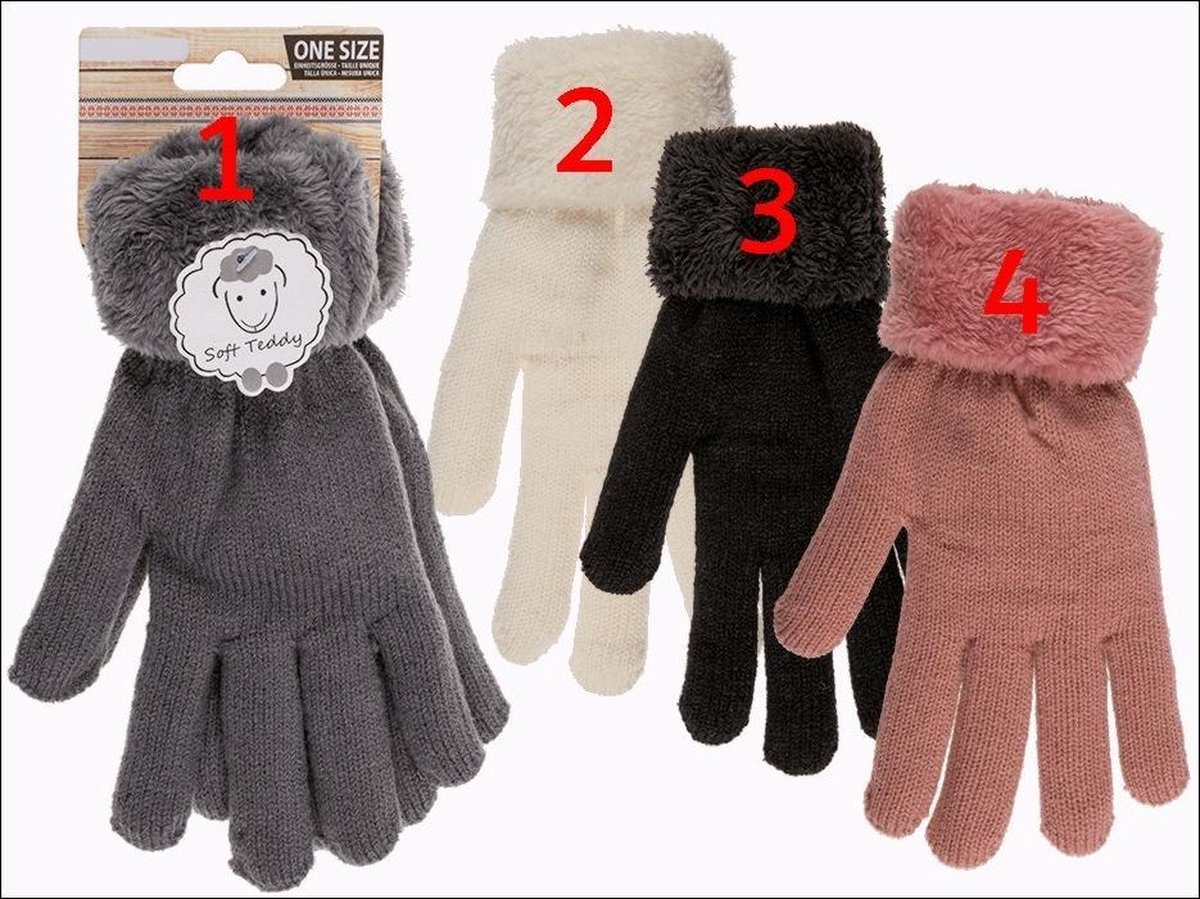 Zacht - Warme - Handschoenen - Soft Teddy - Grijs | bol.com