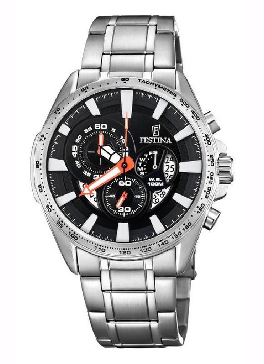 Festina F6864-4 Chronograaf - Polshorloge - Staal - Zilverkleurig - 43mm