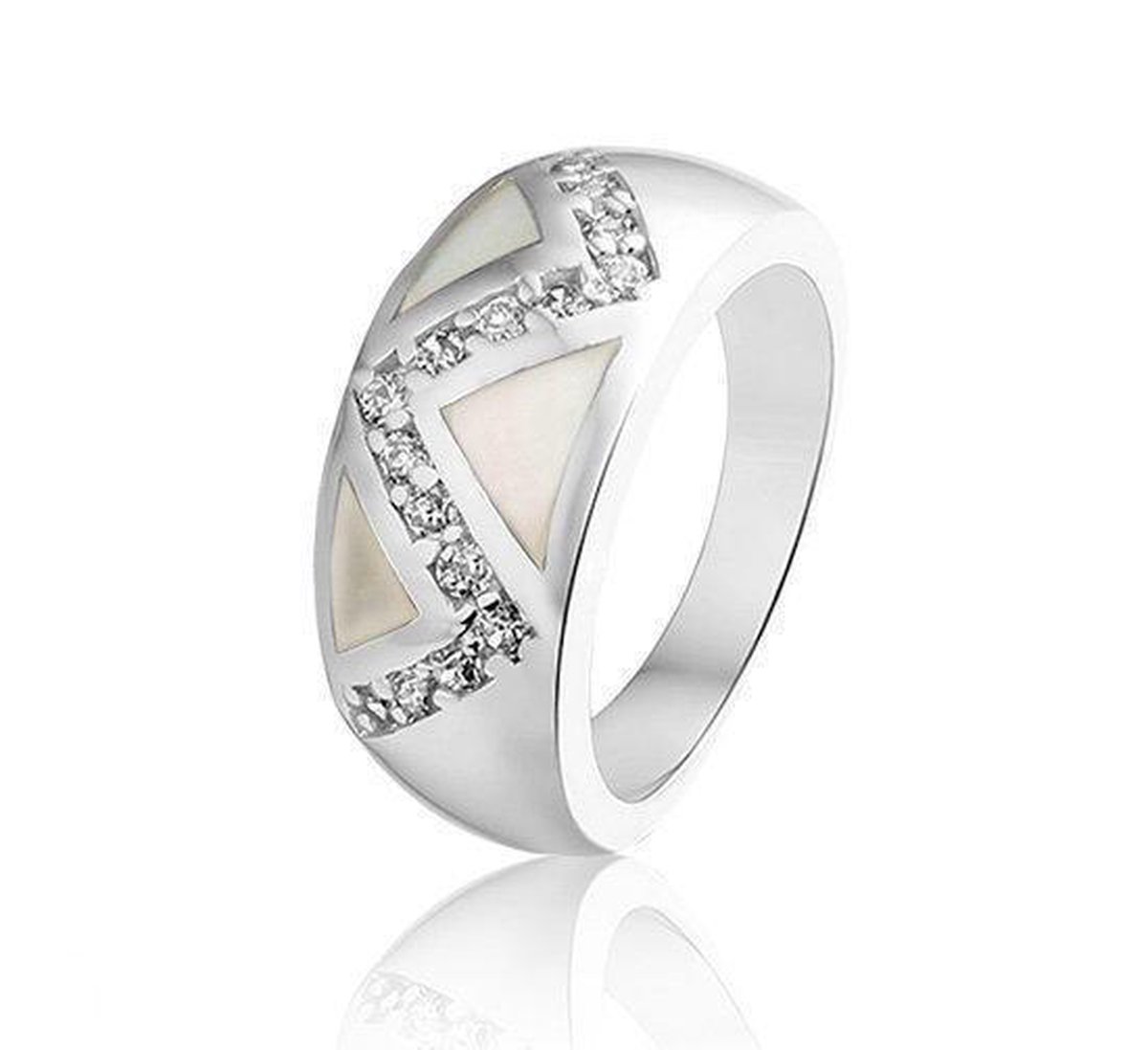 Montebello Ring Els - 925 Zilver Gerhodineerd - Parelmoer - Maat 54-17.2mm
