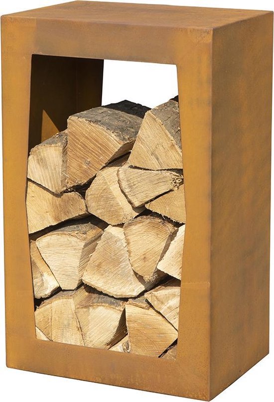 Foto: Houtopslag woodbox cortenstaal 80x50x35cm