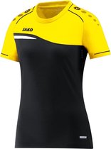 Jako Competition 2.0 T-Shirt Dames Zwart-Neon Geel Maat 34
