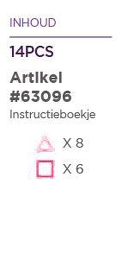 Bovenaanzicht van een Magformers Inspire 14-delige set met 8 driehoeken en 6 vierkanten.