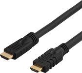 DELTACO HDMI-1100 - Professionele High Speed HDMI kabel met Ethernet en ingebouwde versterking, 19-pin M-M, audio-return, geschikt voor 4K - 10m