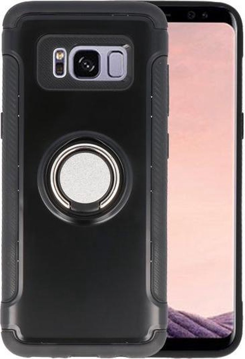 Zwart Pantser TPU met Ringhouder hoesje voor Samsung Galaxy S8 Plus