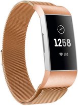 Milanese Loop Armband Voor Fitbit Charge 3 Horloge Band Strap - Milanees Armband Polsband - Rose Goud Kleurig