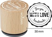 Houten stempel, d: 30 mm, h: 35 mm, For you WITH LOVE handmade , 1stuk