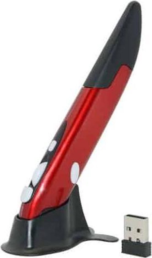 Mouse Ottico Wireless Rosso 2.4GHz 1600 DPI Con Ricevitore USB Bluetooth PC