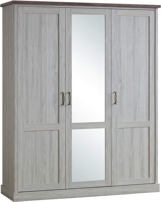 Belfurn - 3 deurs kledingkast met spiegel Ella grijs/bruin |