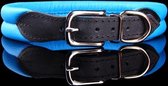 Dog's Companion - Leren hondenhalsband soft - Lengte: 55cm (47-52cmx30 mm), Kleur: Blauw