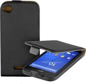 Lelycase Zwart Sony Xperia E4G Eco Leather Flip Case