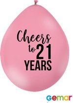 Ballonnen Cheers to 21 Years Pink met opdruk Zwart (lucht)