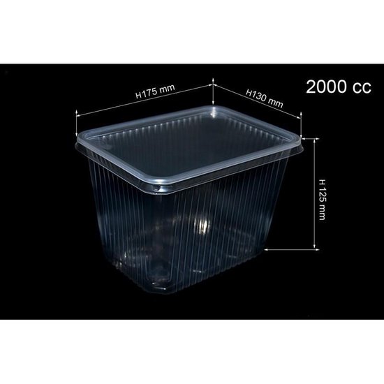 Maak een bed Kalksteen Gelovige VOORDEELPAK: 5 Pakjes van Doorzichtige rechthoekige plastic voedsel  containers, 2000... | bol.com
