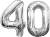 Folieballon Cijfer 40 Zilver - 86 cm