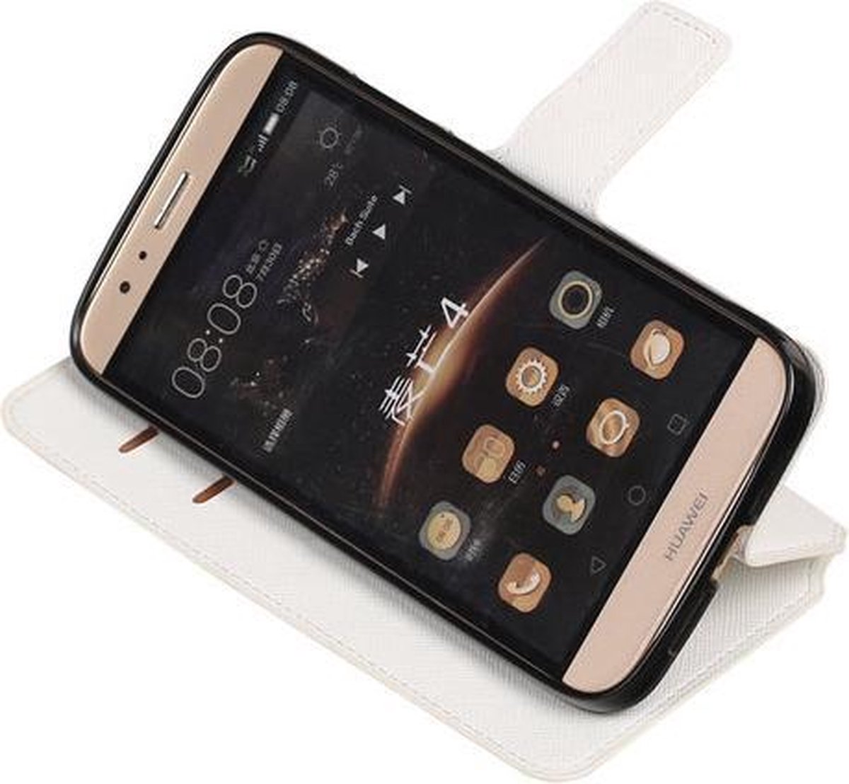BestCases.nl Wit Huawei G8 TPU wallet case booktype hoesje HM Book