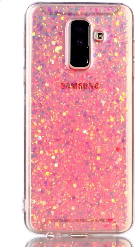 Snel Fascinerend Opsplitsen Samsung Galaxy A6 Plus (2018) Hoesje - Glitter TPU - Roze | bol.com