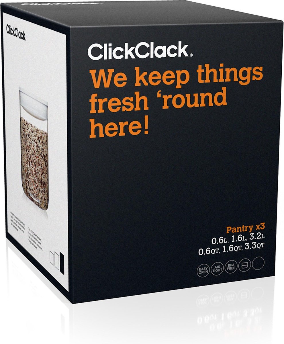 ClickClack Vershoudbox Pantry Round - Set van 3 Stuks - Wit