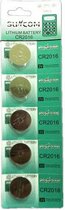 Suncom CR2016 Knoopcel Batterijen - (5 stuks) DL2016, ECR2016, Timex FA, SBT11, BR2016, Univer Cel 560, CR2016-1W, KCR2016, L10, LF1/4V