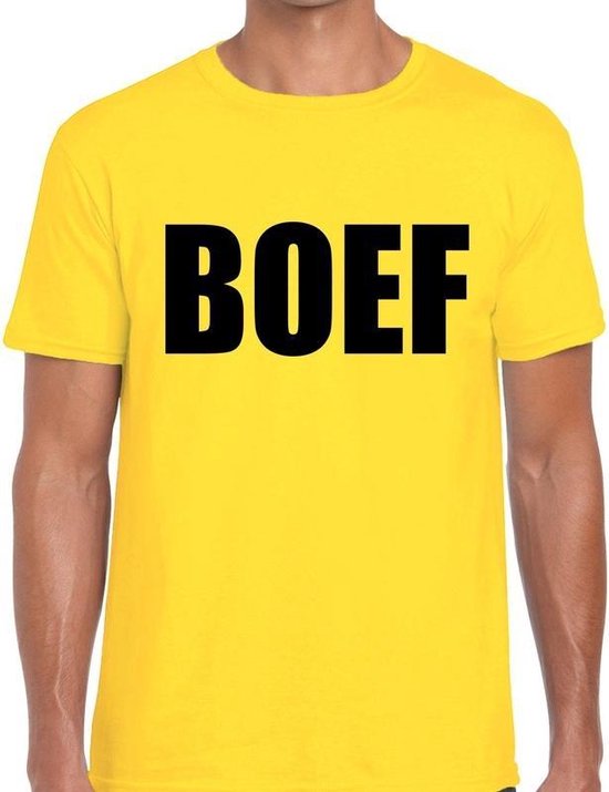 Dierentuin s nachts energie repetitie BOEF tekst t-shirt geel voor heren - heren feest t-shirts L | bol.com