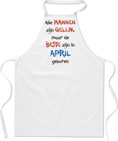 Mijncadeautje - keukenschort - wit - Alle mannen zijn gelijk - april