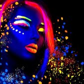 DP® Diamond Painting pakket volwassenen - Afbeelding: Neon Woman - 60 x 60 cm volledige bedekking, vierkante steentjes - 100% Nederlandse productie! - Cat.: Mensen