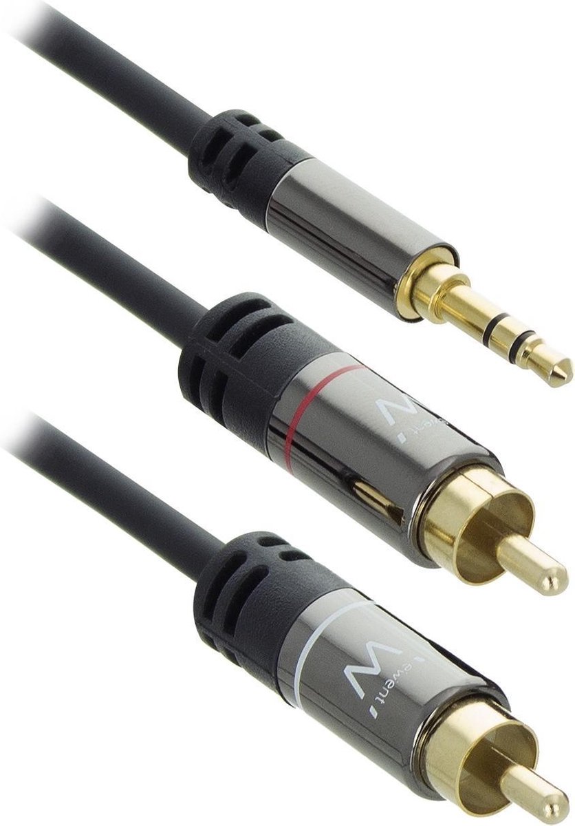 Ewent - Audiokabel - stereo ministekker (M) naar RCA x 2 (M) - 1.5 m - beschermd - zwart