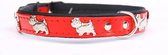 Dog's Companion - Leren halsband Westie - Lengte: 35cm (28-34cmx16 mm), Kleur: Rood / Zwart