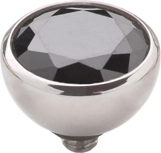 Melano twisted steen rond - zilverkleurig + black - dames - 8mm