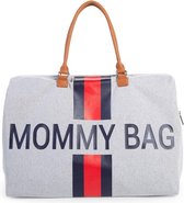 Childhome Mommy bag groot - grijs - RED & BLUE Stripes