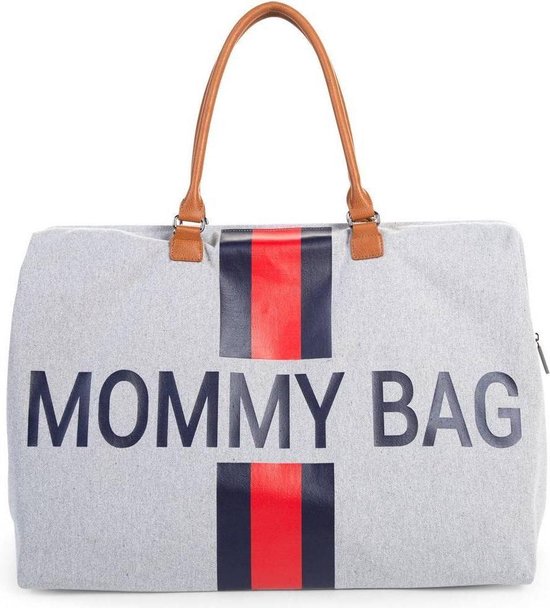 Childhome Mommy bag groot - grijs - RED & BLUE Stripes | bol.com