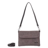 Crossbody clutch met flap Snake Qischa grijs