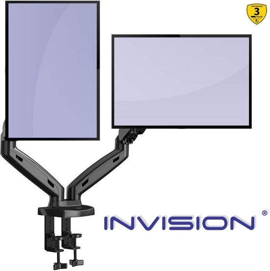Invision® 2 Monitoren Desk Mount | Ergonomisch, door gasgedreven volledig  360 graden... | bol.com