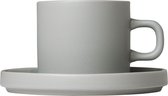 Blomus PILAR koffiekoppen - 2 stuks - 200ml met schotel - Mirage Grey