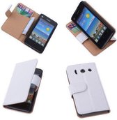 PU Leder Wit Cover Huawei Ascend Y300 Book/Wallet Case/Cover