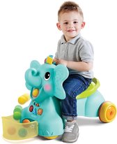 Infantino - Sensoriel - Ride On Elephant 3 en 1 - Vélo d'équilibre - Éléphant - Toboggan à billes