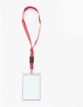 Rood keycord met A6 badgehouder, per stuk