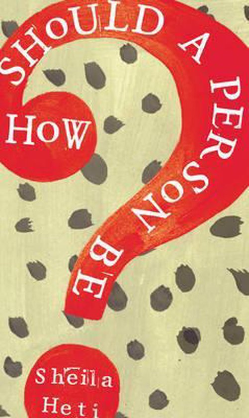 Boekcover met rode vraagtekenvorm met de tekst 'SHOULD A PERSON BE?' en 'HOW'. Achtergrond met grijze vlekken.
