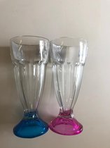 Drinkglazen blauw en roze 2 stuks