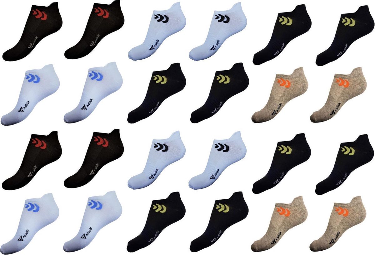 katoenen sneakersokken fantasie 12 paar maat 40-44