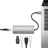 PEPPER JOBS USB C HUB TCH-5 grijs | 5-in-1 USB C Adapter | Oplader Universeel