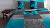 Dreamhouse Bedding Flanel Text Rose Turqoise Dekbedovertrekset 240x200/220 +2 kussenslopen 60x70 -Turqoise