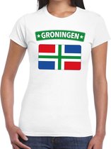 Groningen vlag t-shirt wit voor dames 2XL