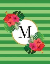 Green Striped Tropical Floral Monogram Journal with Letter M