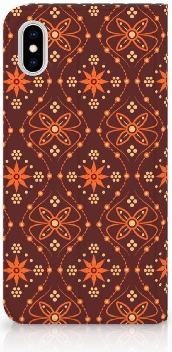Apple iPhone Xs Max Hoesje met Magneet Batik Brown